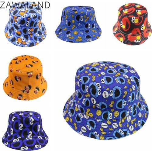 Zawaland Fashion Cartoon Unisex Fisherman Hats Summer Outdoor Sun Protection Casual Bucket Hats Printed Double-Sided Cap