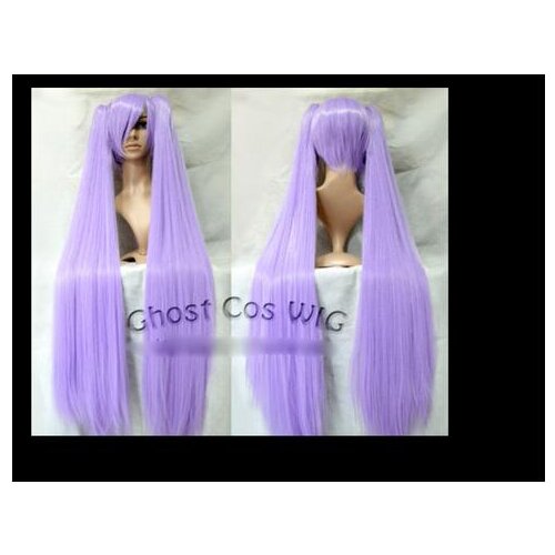 Zhaoxia++077249@Q8@* +++Lucky Star Long Fashion Purple Straight Cosplay Wig WIth Two Clip Ponytails z804