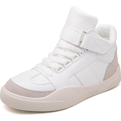 Womens shoes Female Spring autumn new high top comfort flat sports shoes womens shoes PU casual single shoe Fashionable shoecm