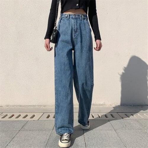 Woman Jeans High Waist Clothes Wide Leg Denim Clothing Blue Streetwear Vintage Quality 2020 Fashion Harajuku Straight Pants