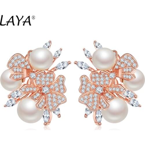 925 Sterling Silver Fashion New Style High Quality Zircon Shell Pearl Flower Clip Earrings Womens Wedding Party Luxury Jewelry