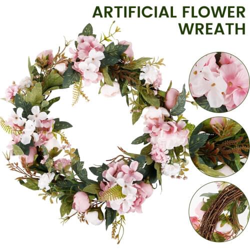 38cm Artificial Garlands Front Door Wreaths Artificial Wreaths Silk Flower Round Simulation Garland for Wedding Party Decoration
