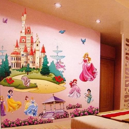 3D 55x80CM Wallpapers Seven Princess Castle Sticker Art Design Decal Wall Decal Kid Home Decor