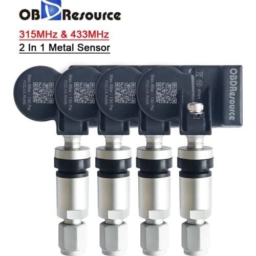 4Pcs Universal Car Tyre Pressure TPMS Sensor 433/315 MHz 2 In 1 OE-Level Programmable OBDResource S2 work with T1 T2 Tire Repair