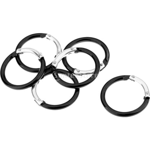 6 Piece Circle Round Aluminum Metal Spring Snap Clip Hook Keychain O-Ring Carabiner Buckle 38mm Diameter