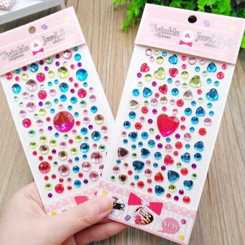 Heart-shaped diamond crystal stickers DIY handwork accessories decorative rhinestone sticker kindergarten kids girls toys gift