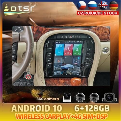 Android 10 For Jaguar XJ 2004 - 2008 Tesla Style Car DVD 128GB GPS Coche Navigation Auto Radio Stereo Multimedia Player HeadUnit