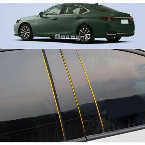 Car PC Material Pillar Post Cover Door Trim Window Piano Black Molding Sticker For Lexus ES ES200 ES250 ES300 ES350 2018-2022