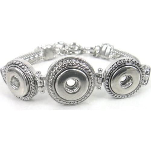 Free shipping three pieces mini 1.2cm metal button charm Bracelet DIY Fashion metal snap button Jewelry