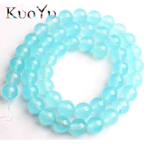 AA Natural Stone Beads Blue Ice Chalcedony Jades Round Loose Bead For Making Jewelry DIY Bracelet 15'Strand 6/8/10/12mm