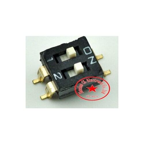 D_D 40pcs/lot 2.54 SMD DIP switch 2 2.54 2 2P-2.54MM gold pin black KM-02