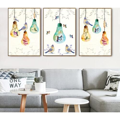 HAOCHU Rainbow Glass Lamp Pretty Butterflies Oil Painting On Canvas Modern Art Poster Decorative Pictures Wall Decor for Home