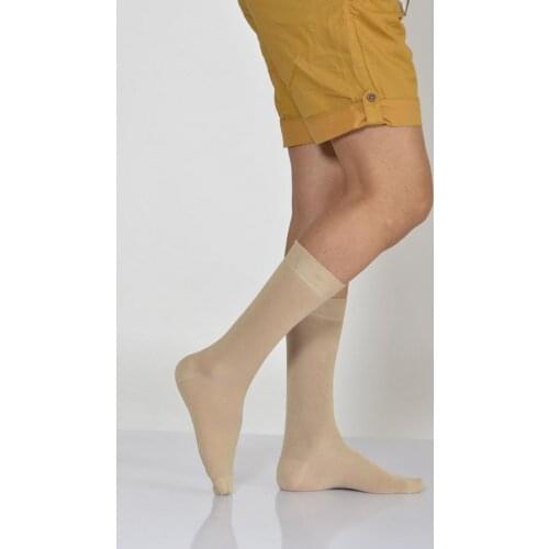 Idilfashion Male Lux Bamboo Flat Single Color Socket Stocking-Beige-E-ART217 (3'LÜ PACKAGE)