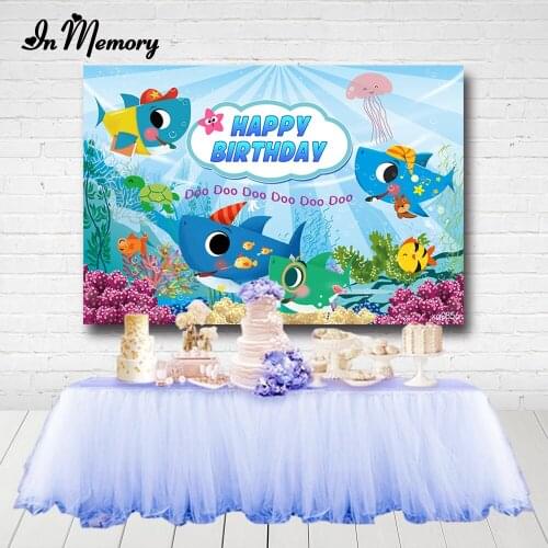 InMemory Under The Sea Shark Theme Photography Backgrounds Boys Baby Shower Birthday Party Backdrop Custom Photocall
