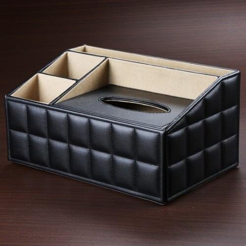 Quality Multifunctional Desktop PU Leather Storage Box Coffee Table Remote Control Storage Box