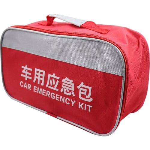 Red Car Storage Bag Auto Emergency Kit Essential Tools Organizer Bag for Travel Hiking Empty Tote Backpacking Outdoor Camping