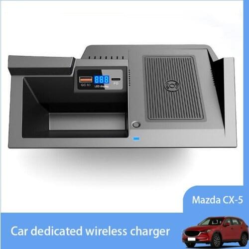 Left Hand Drive Wireless Charging Phone Panel Car Wireless Fast Charger Pad Holder for Mazda CX-5 2017 2018 2019