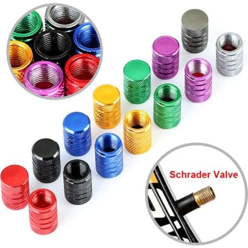 Hot 4PCS Valve Caps Aluminum Alloy Tire Valve Stem Covers for Motorcycles Trucks Cars Bikes Valve Caps Bicycle Accessories