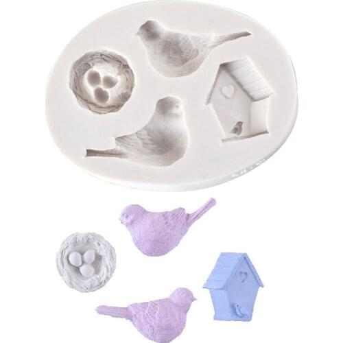 Little Bird House Sparrow Bird Egg Fondant Silicone Mold Chocolate Cake Molds DIY Cake Decoration Baking Epoxy Clay Mould