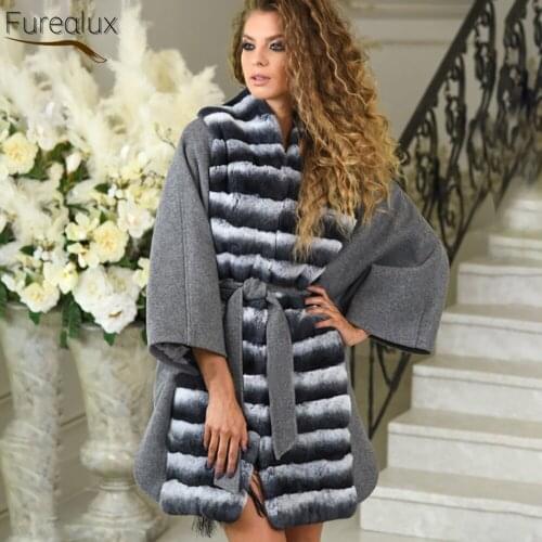 FUREALUX Fashion Natural Woolen Coat Real Woolen Fur Autumn Winter Womens Classic Trend Warm Comfortable Jacket 2021 New