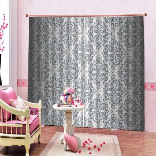 Fashion customize 3d curtain Gray cloth curtain Living room bedroom blackout curtain home decoration