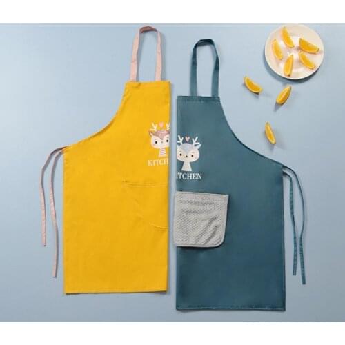 Fashion Cute Cartoon Pattern Apron Kitchen Wipeable Waterproof Polyester Oil-proof Baking Apron Supplies Accessories Supplies