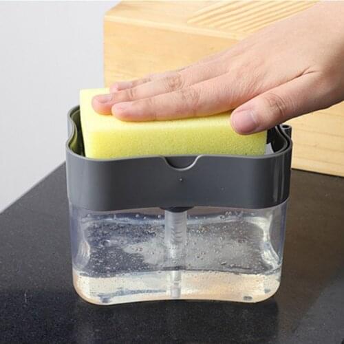 Dish Soap Dispenser for Kitchen Liquid Soap Dispenser with Sponge Holder Sponge Caddy Soap Pump Dispenser Kitchen Gadgets