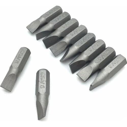 10pcs Slotted SL4 SL5 SL6 1/4 inch 6.35mm Hex Shank 25mm Long Screwdriver Bits Flat 4 5 6mm Chrome Vanadium Steel Bit Set
