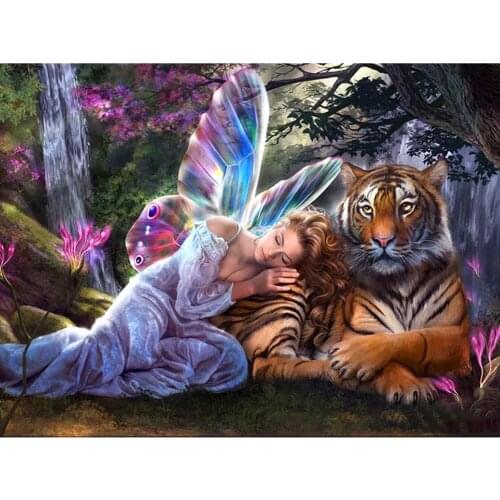 Full Square Drill 5D DIY Diamond Painting "Butterfly Fairy Tiger" Diamond Embroidery set Cross Stitch Mosaic Rhinestone Decor