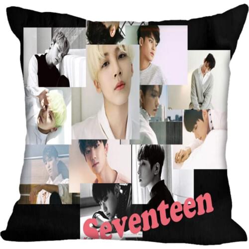 Korea-Pop SEVENTEEN Printing Square silk Satin Pillowcases 35x35cm,40x40cm One Side Printed Customize your image gift