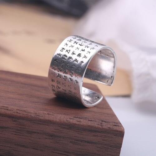 Kindey Wholesale Real Silver Color Character Rings For Women Big Antique Rings Finger Jewelry High Quality