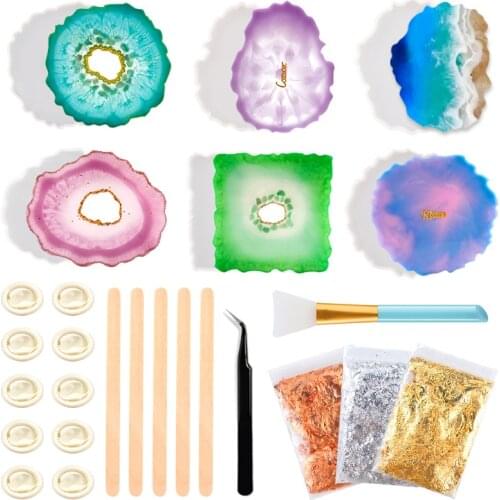 DIY Coaster Epoxy Resin Mold Kit Irregular Shape Coaster Tray Silicone Casting Mold Home Decoration Handmade Craft Jewelry Tools
