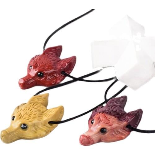 Fox Head Pendant Natural Mookaite Stone Mix Color Carved Chakra Necklace Mini Animal Figurine Healing Reiki Charm Jewelry Decor