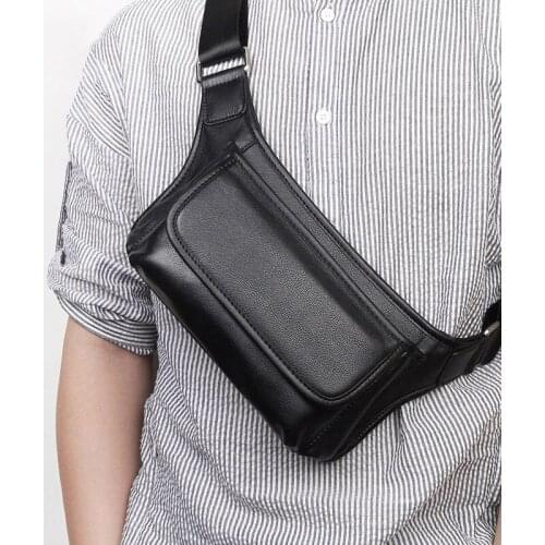 Fanny Pack Belt Waist Pack with Shoulder Strap Phone Belt Pouch Mens Leather Waist Bag Vintage Real Leather Small Male