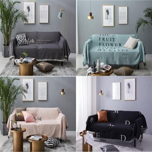 Simplicity Letter Sofa Blanket Throws Knitted Cotton Blanket For Sofa Travel Blanket Airplane Couch Bedspread Sofa Towel Cover