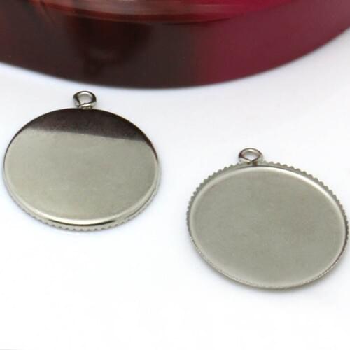 Blank Stainless Steel Bezel Caps with Loop Settings Cameo Cabochon Bases Pendant Findings DIY Jewelry Accessories