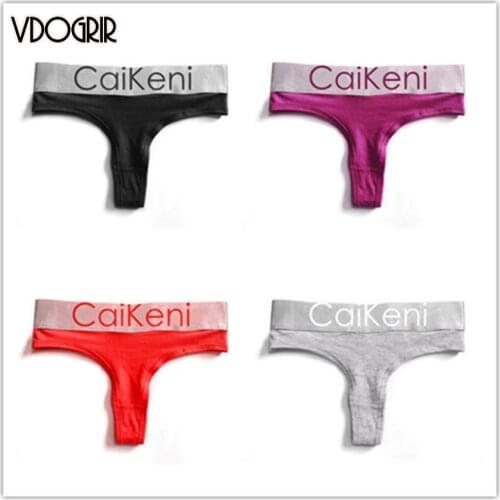 VDOGRIR Sexy Women Cotton G-String Underwear Seamless Sport T-Back Letter Woman Thong Solid Female Briefs Low Rise Lady Lingerie