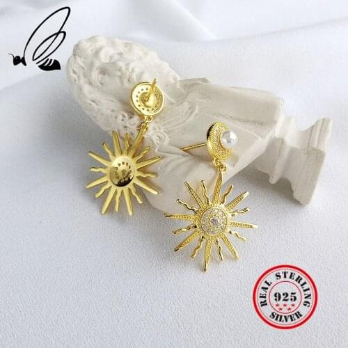Sunflower Earrings 925 Sterling Silver Dangle Earing Shell Pearl Korean Summer Brincos Para As Mulheres Moda Mujer 2019 Sieraden