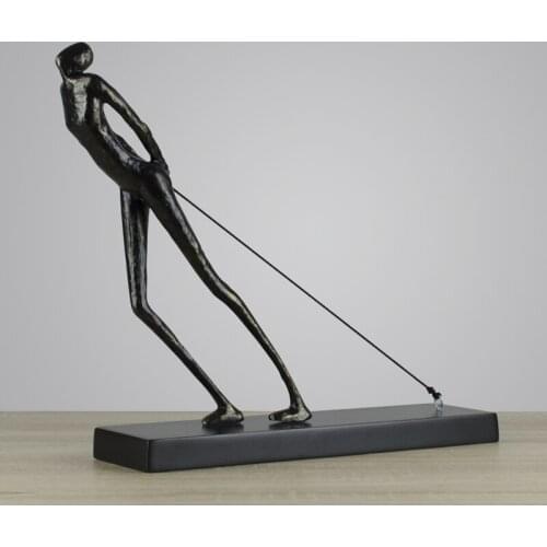 CHARACTER STATUE ABSTRACT SPORTS FIGURE ART FIGURINES RESIN CRAFT NORDIC HOME DECORATION ACCESSORIES R2596 CREATIVE ARTS BLACK