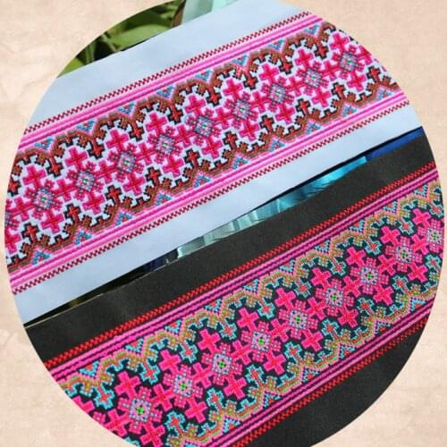 Miao stitch embroidery fabric lace trim 10cm dress collar ribbon tape webbing ethnic tribal thai india boho DIY gypsy accessory