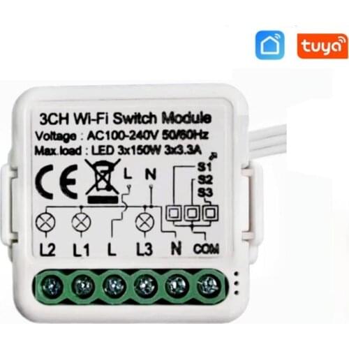 Smart Home 3 Gang DIY WiFi 1/2 Way Light LED Dimmer Module Switch Smart Life/Tuya APP Remote Control Work With Alexa Google Home