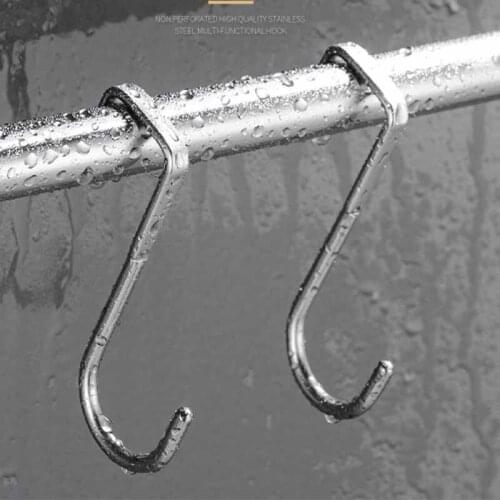 Stainless Steel Over The Door Hook Hanger Heavy-duty Organizer Coat Towel Bag Storage Silver Hook Bathroom Kitchen Organizer