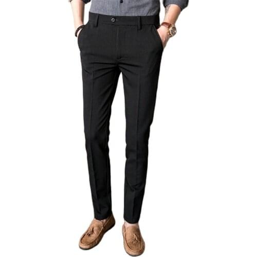 2021 Spring and summer Korean style trousers stretch slim casual pants mens trousers trendy 2 colors