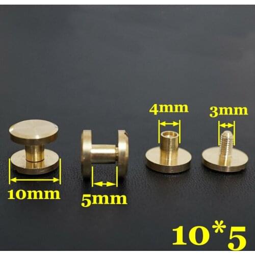50pc Q1-10x5 Solid Brass belt screw Chicago Screw Leathercraft