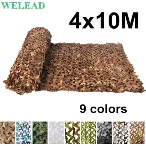 WELEAD 4x10M Reinforced Camouflage Net Military for Gazebo Sun Shade Garden Outdoor Awning Hide Camo Mesh 4x10 10x4 4*10M 10*4M