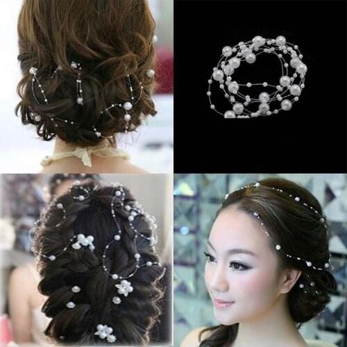 1pc Women Pearl Studded Wedding Party Bridal Headpiece Tiara Headdress Hairband Headbands Hair Accessories Hairpins Hair Jewelry