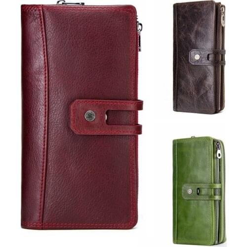 1 Piece Genuine Leather Men Wallet Clutch Genuine Leather Brand Rfid Wallet Male Organizer Cell Phone Clutch Bag Long Coin Purse