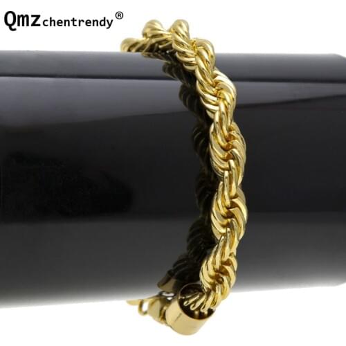 10mm 6mm High Quality Gold Plating Twist Rope Twist Chain Link Bracelets Bangle For Women Men Gold Fashion Rope Chain Jewelry