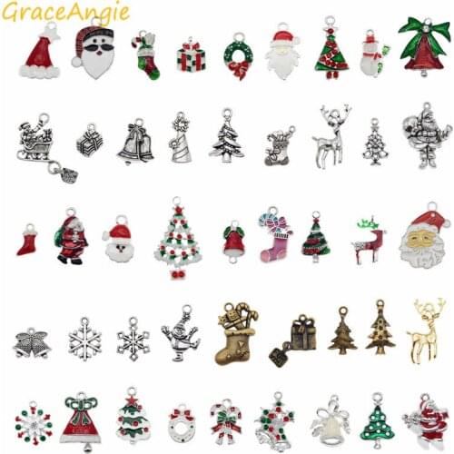GraceAngie 10pcs enamel christmas charm for jewelry making fashion Anklet Keychain bracelet Gift necklace charm earring pendant