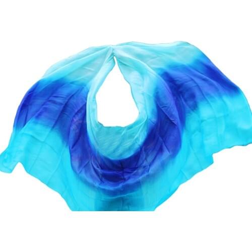 100% Silk high quality dance veils handmade natural silk belly dance veil turquoise+royal blue+turquoise 250*114 cm Dance Props